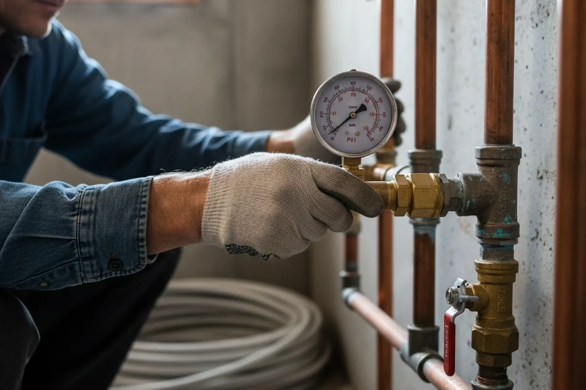Pressure testing a repaired line during Water Line Repair in Mackey